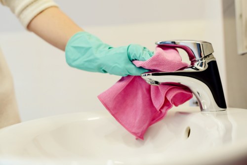Before-and-after style view of a cleaned paved patio in Sutton