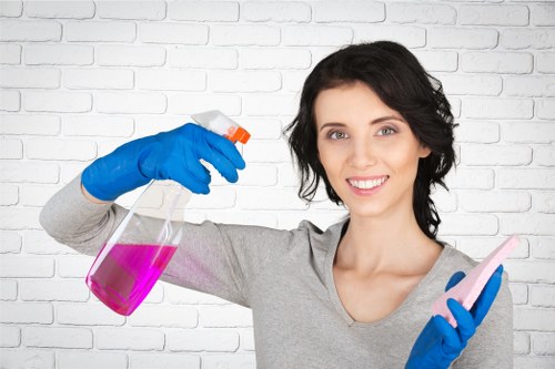 Professional communal cleaning in a Sutton apartment block corridor
